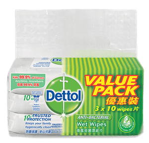 Tisu Basah Antibakteria Original Dettol 10 helai x 3