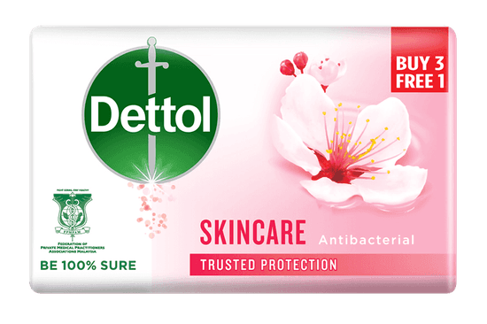 Dettol Bar Soap Skincare 100g 3+1