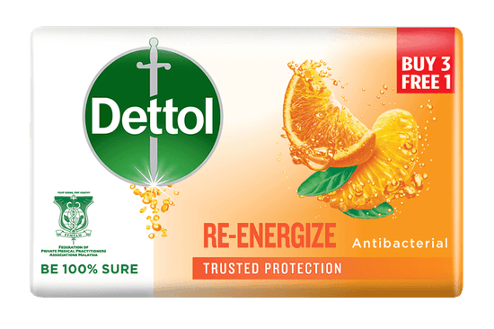 Dettol Bar Soap Re-Energize 100g 3+1
