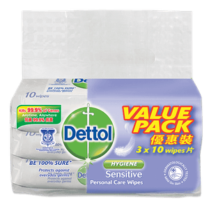 Dettol Anti-bacterial Wipes Sensitive 10s x 3